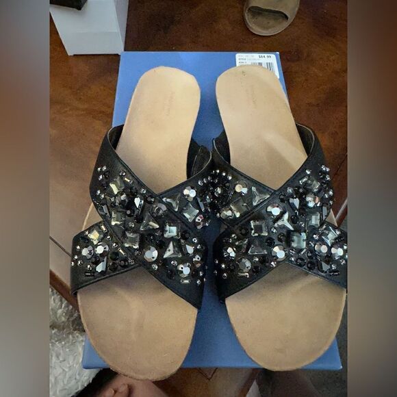 Simply Vera Svellyblack Slipon Sandals Jeweled Size 8.5 Black - Picture 1 of 9